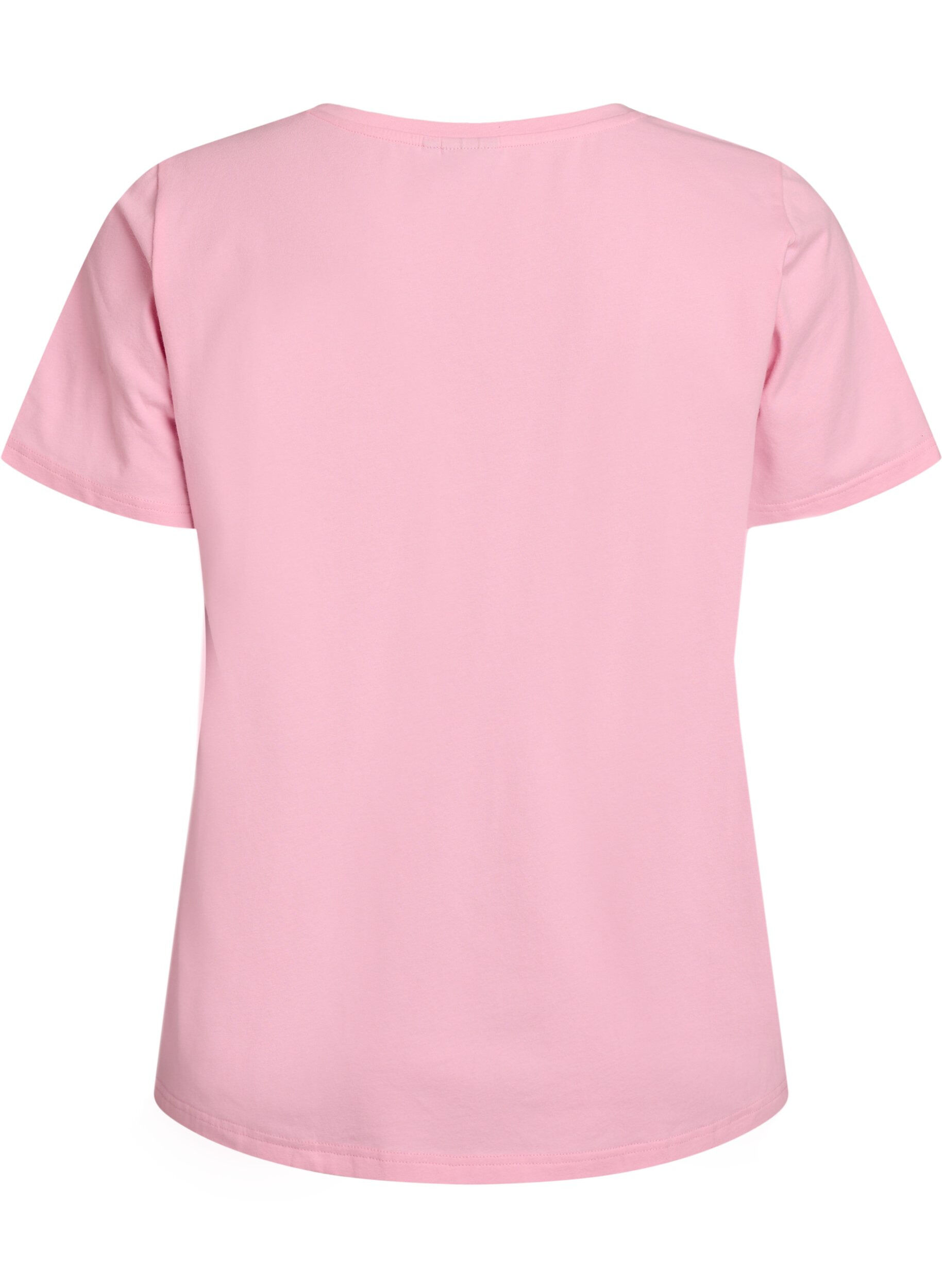 ZizzifashionSolid coloured basic t-shirt in cotton, Rose, Packshot image number 1