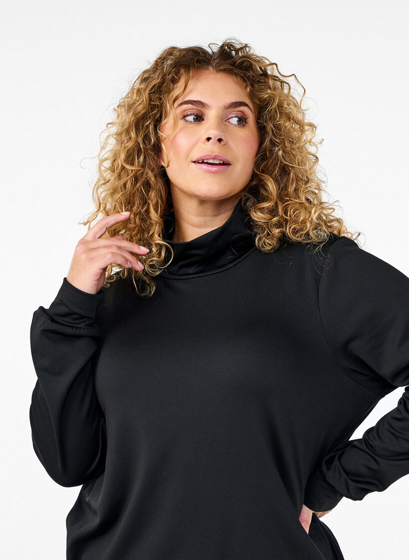 High-neck workout top, Black, Model image number 2