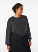 Blouse with herringbone pattern and glitter thread, Black, Model image number 0