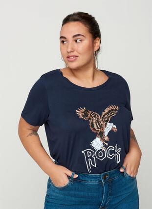 Short-sleeved t-shirt with print, Navy Blazer/Rock, Model image number 0
