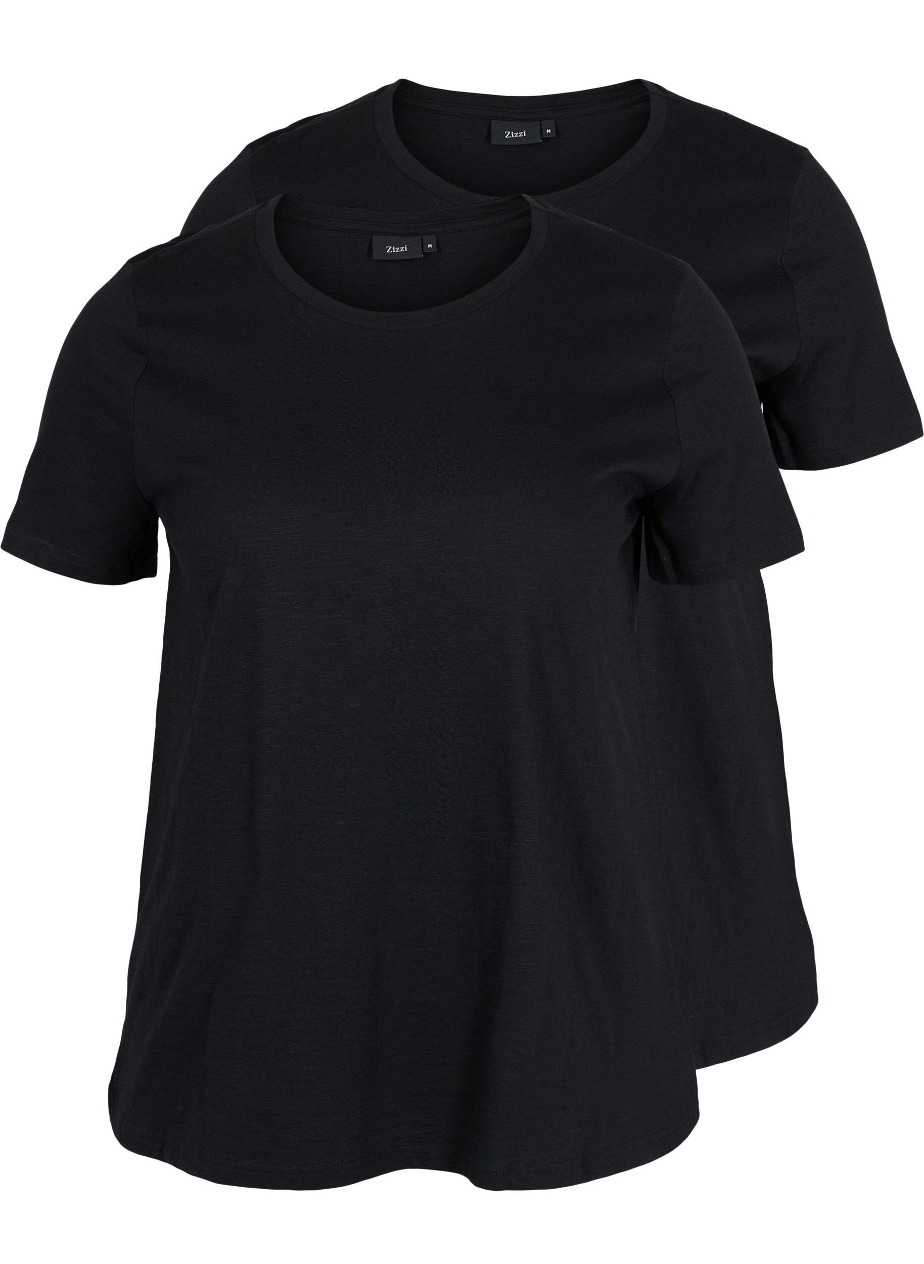 Zizzifashion Basics cotton t-shirt 2-pack, Black/Black, Packshot image number 0