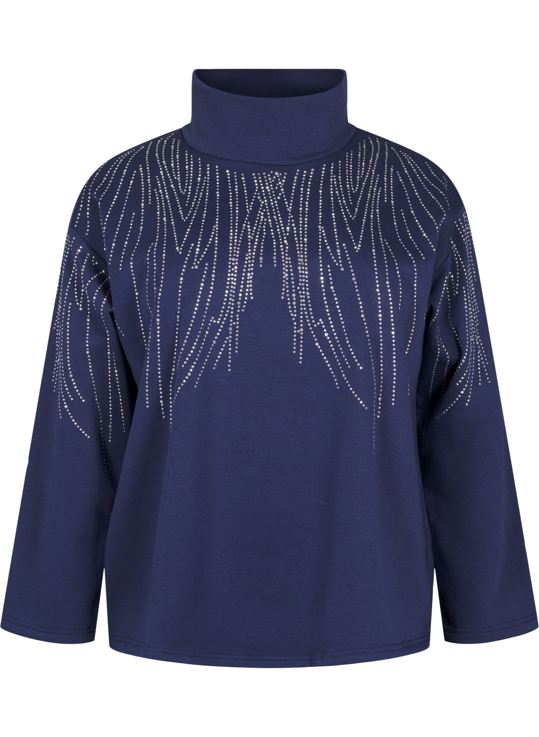 Zizzifashion Sweatshirt with high neck and rhinestones, Naval Academy, Packshot image number 0
