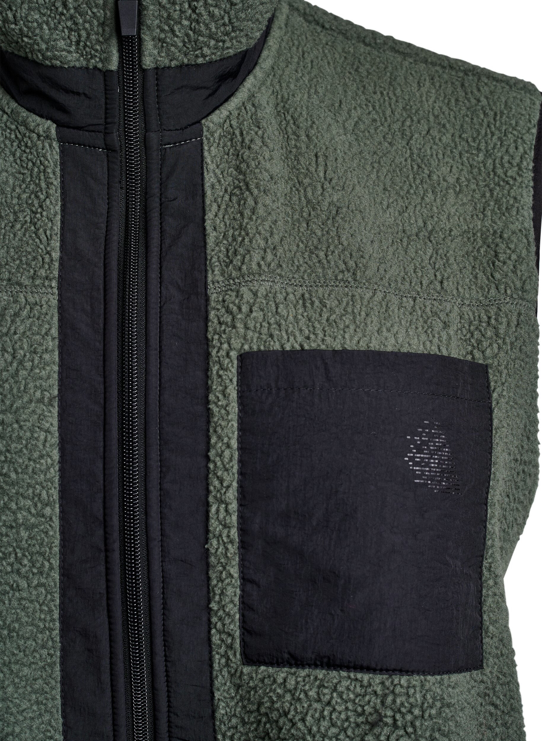 Zizzifashion Sporty teddy waistcoat with pockets, Thyme, Packshot image number 2