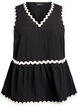 Sleeveless top with wavy contrast edges, Black, Packshot image number 0