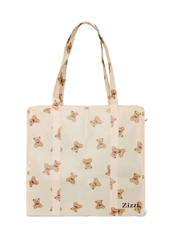 Shopping bag with zipper, Beige, Packshot image number 0