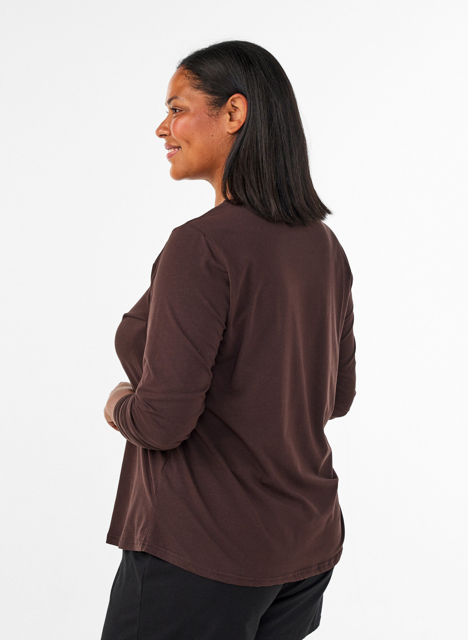 ZizzifashionCotton pyjama top with heart print, Brown, Model image number 2
