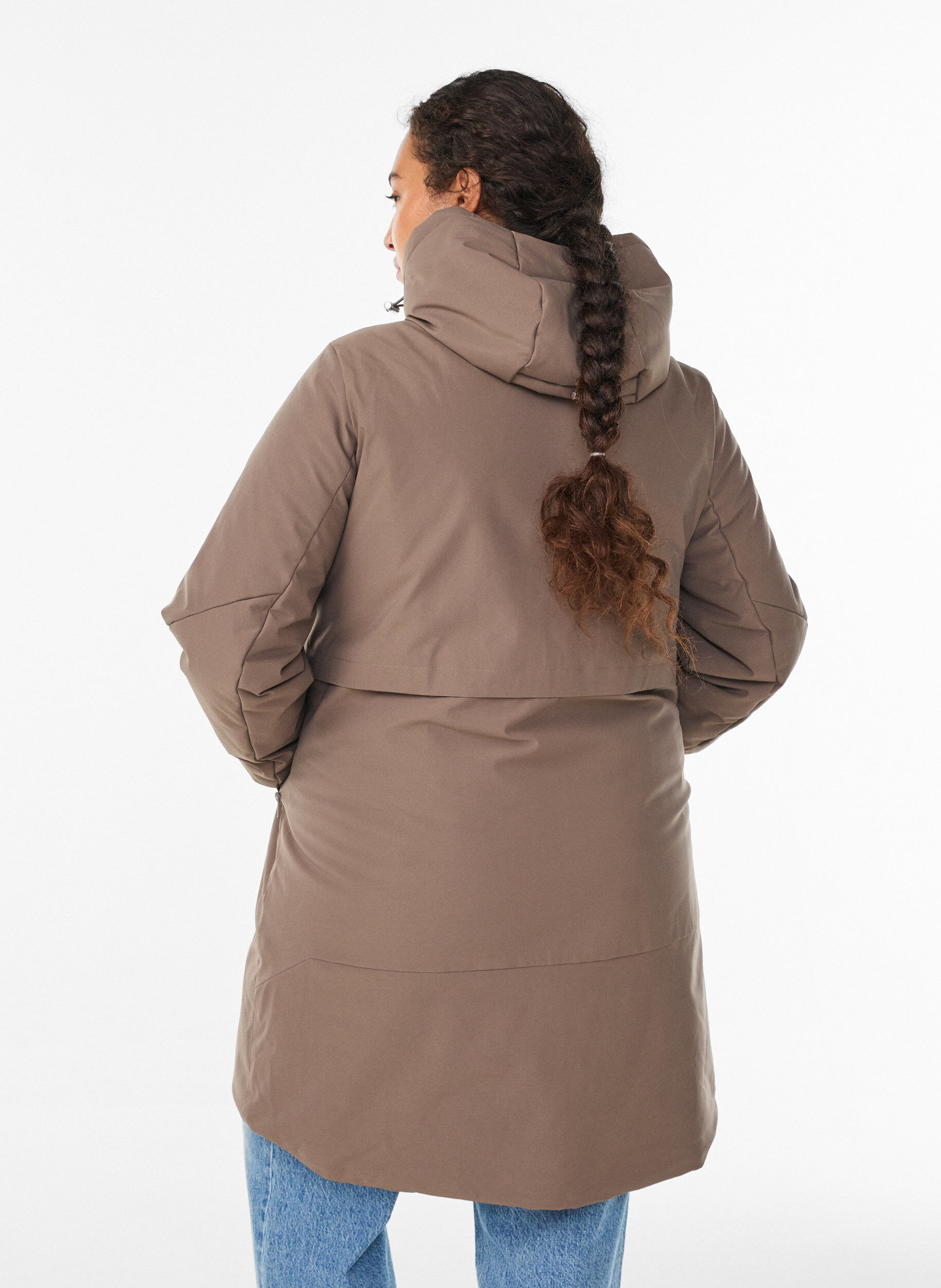 ZizzifashionWinter jacket with adjustable waist, Brown, Model image number 2