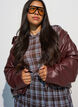 Faux leather bomber jacket with a drawstring hem, Brown, Model image number 3