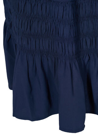 Long-sleeves viscose dress with smock details, Navy Blazer, Packshot image number 3