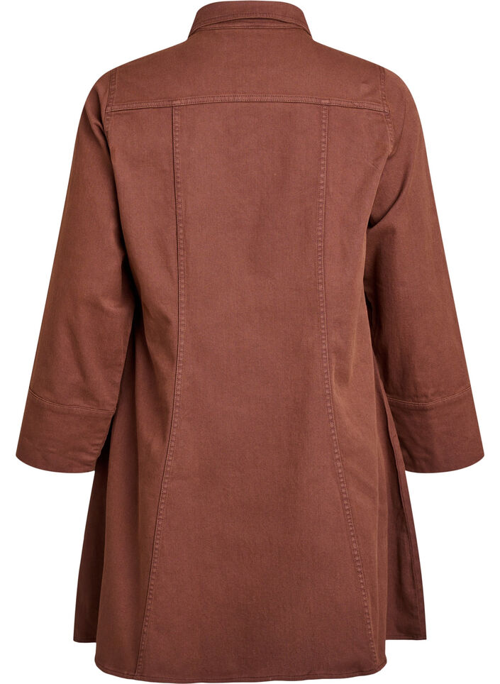 Short twill dress with zipper, Brown, Packshot image number 1