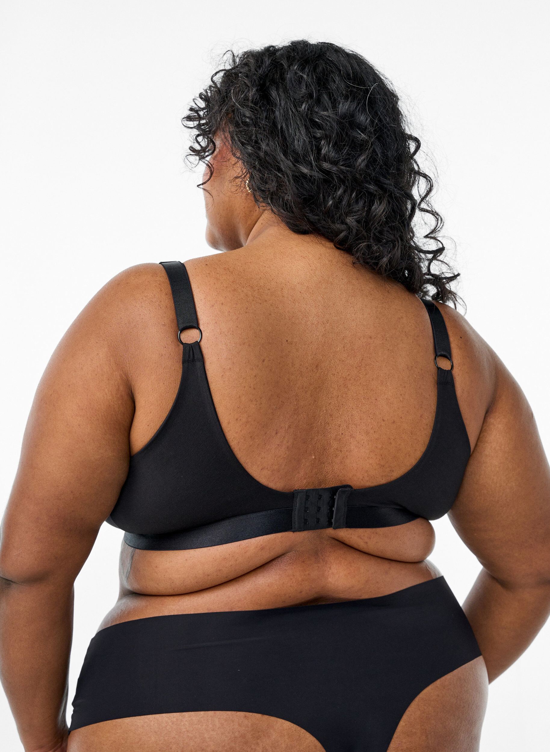 Zizzifashion Cotton bralette with lace, Black, Model image number 2