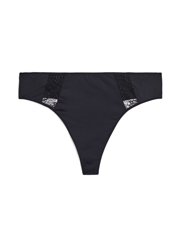Lacy g-string in a 3-pack, Black, Packshot image number 2