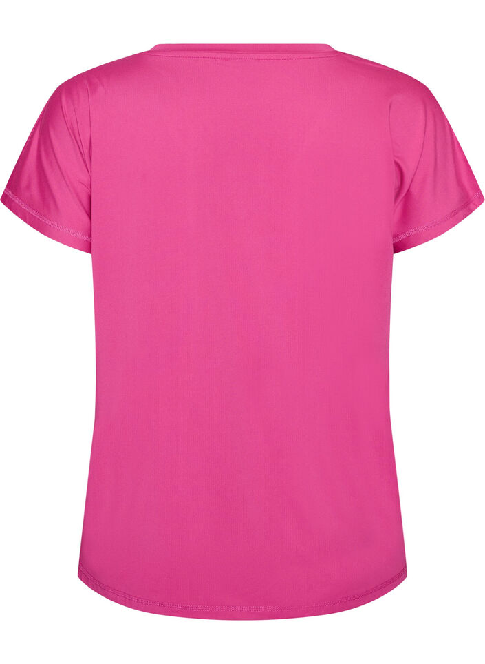Loose training t-shirt with v-neck, Pink, Packshot image number 1