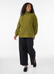 Knitted sweater with high neck and zipper, Green, Model image number 1