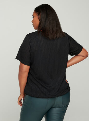 T-shirt with elasticated hem, Black, Model image number 1