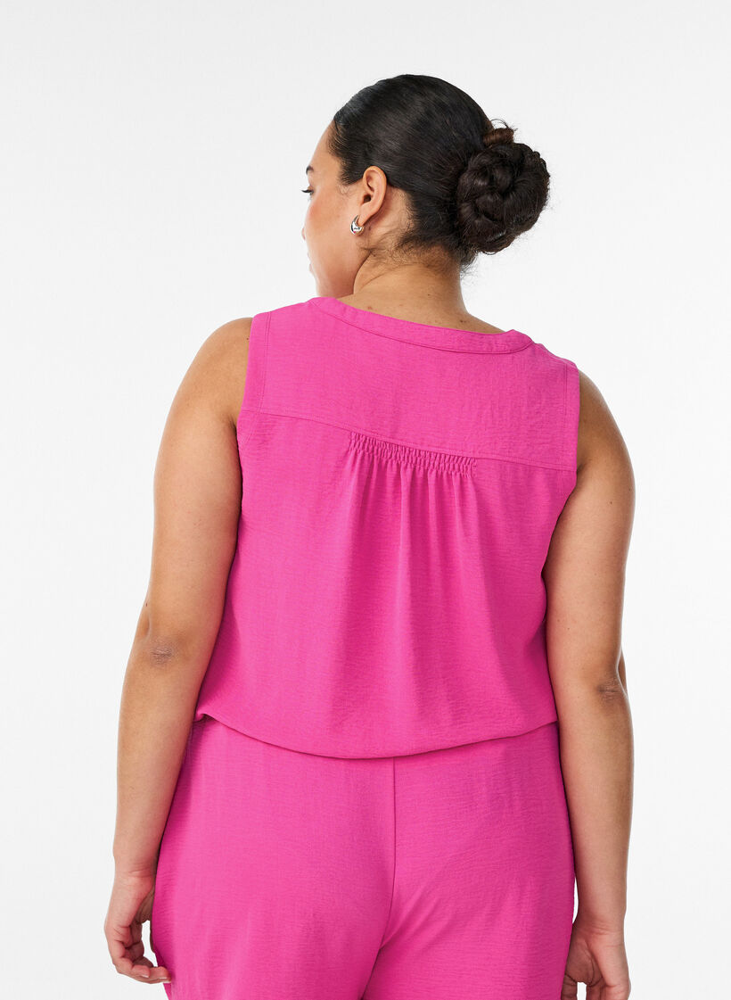 Sleeveless top with wrinkle details, Rose, Model image number 2