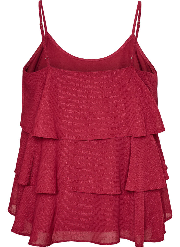 Layered top with ruffles and spaghetti straps, Red, Packshot image number 1