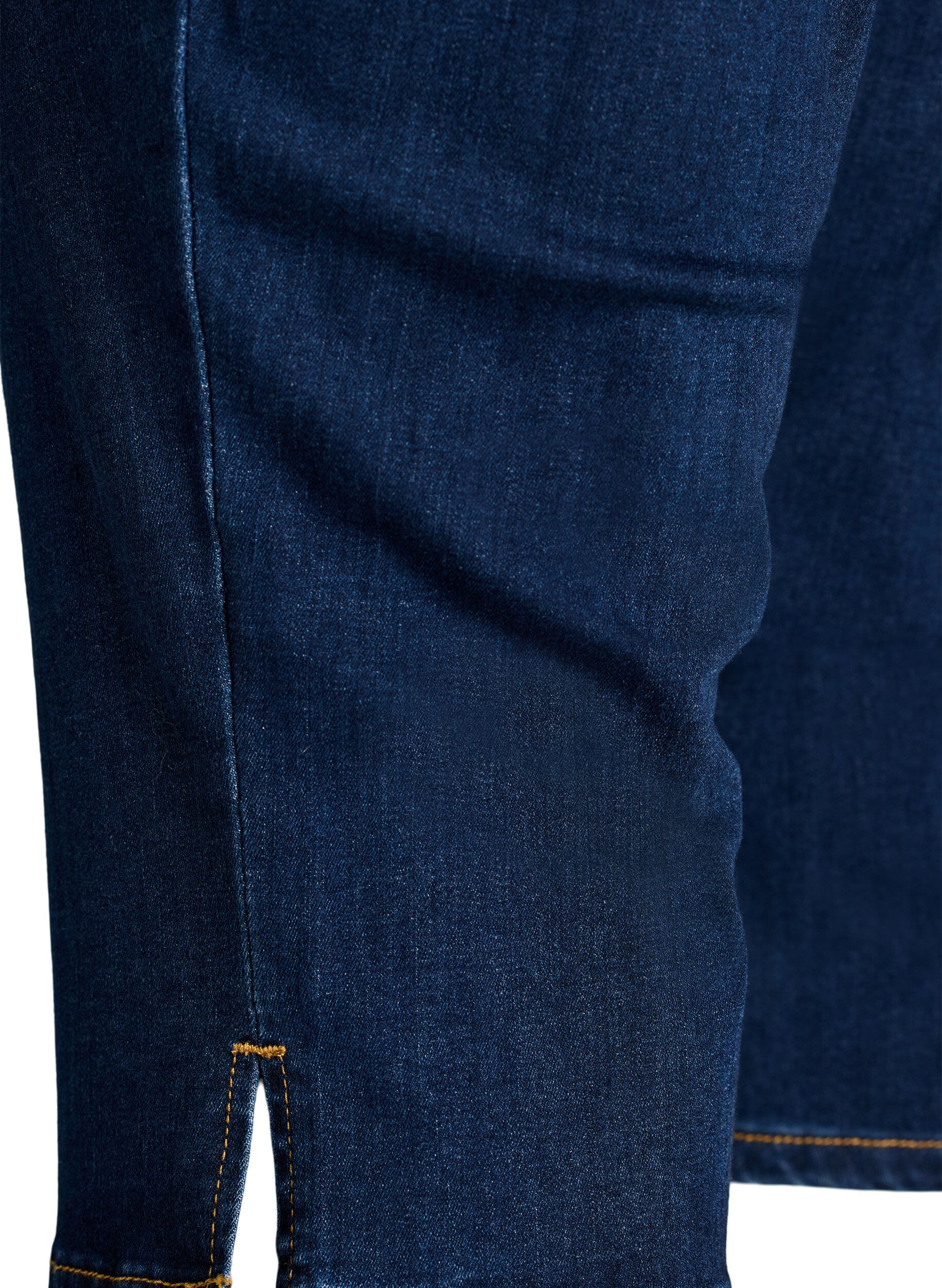 Zizzifashion High-waisted slim fit capris in stretch denim, Blue, Packshot image number 3