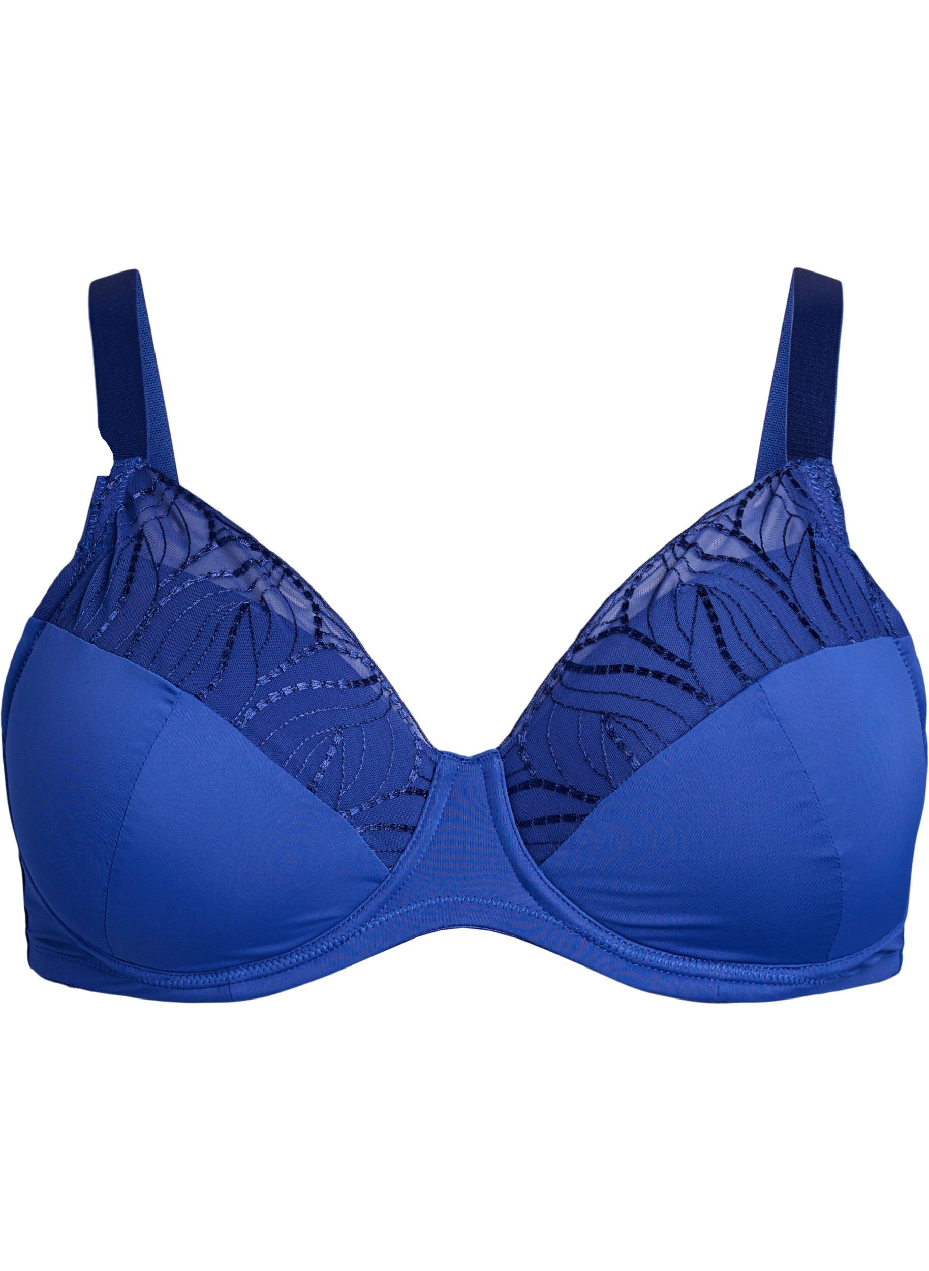 Bra with padded cups and embroidered mesh