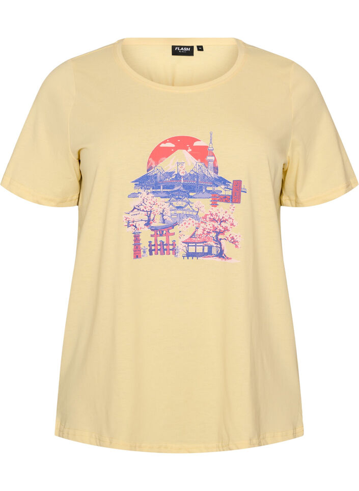 T-shirt with motif, Yellow, Packshot image number 0