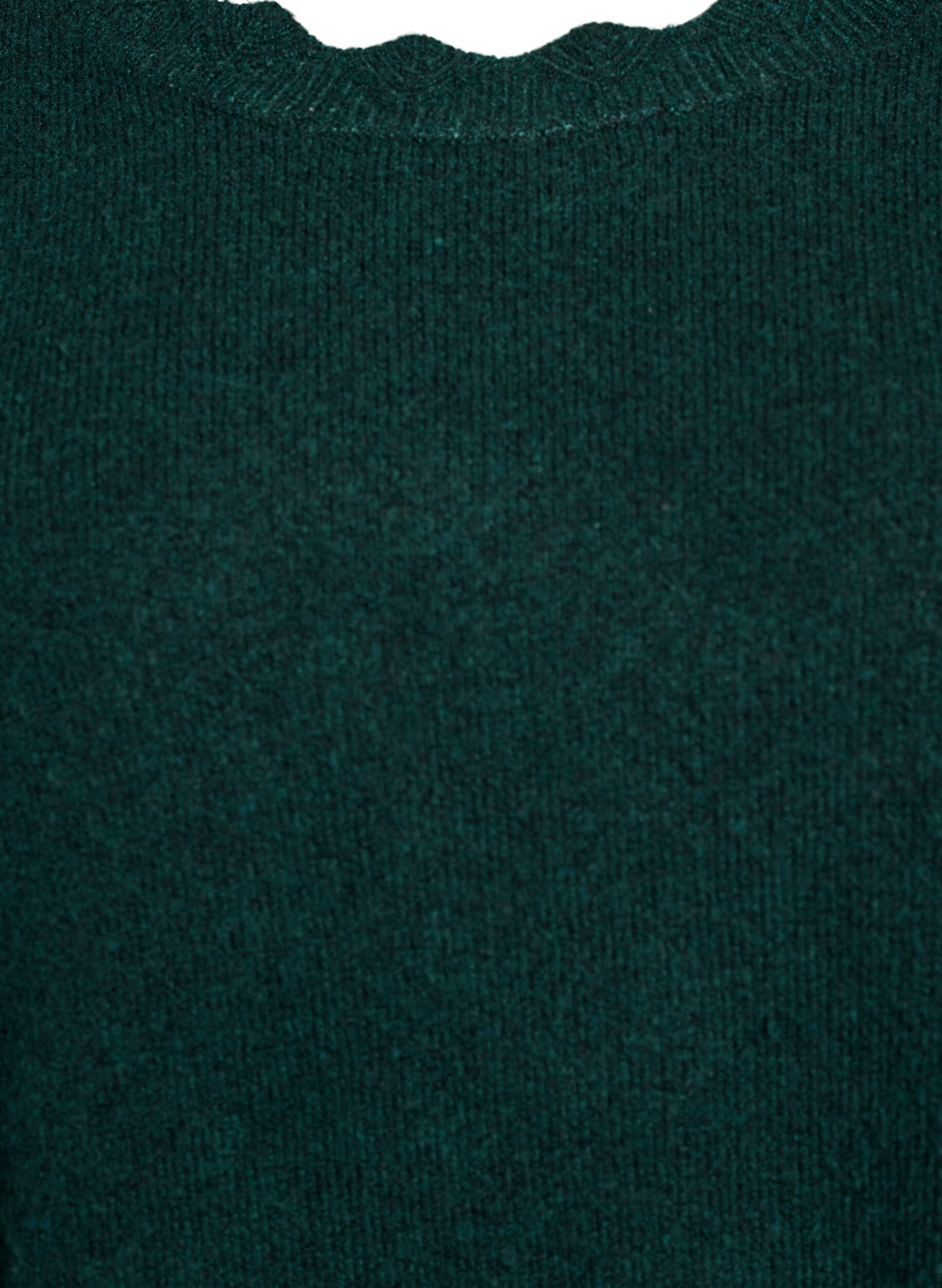 ZizzifashionKnitted blouse with wavy edges, Green, Packshot image number 2