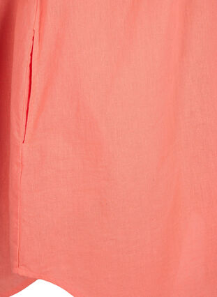 Short-sleeved cotton blend tunic with linen, Living Coral, Packshot image number 3