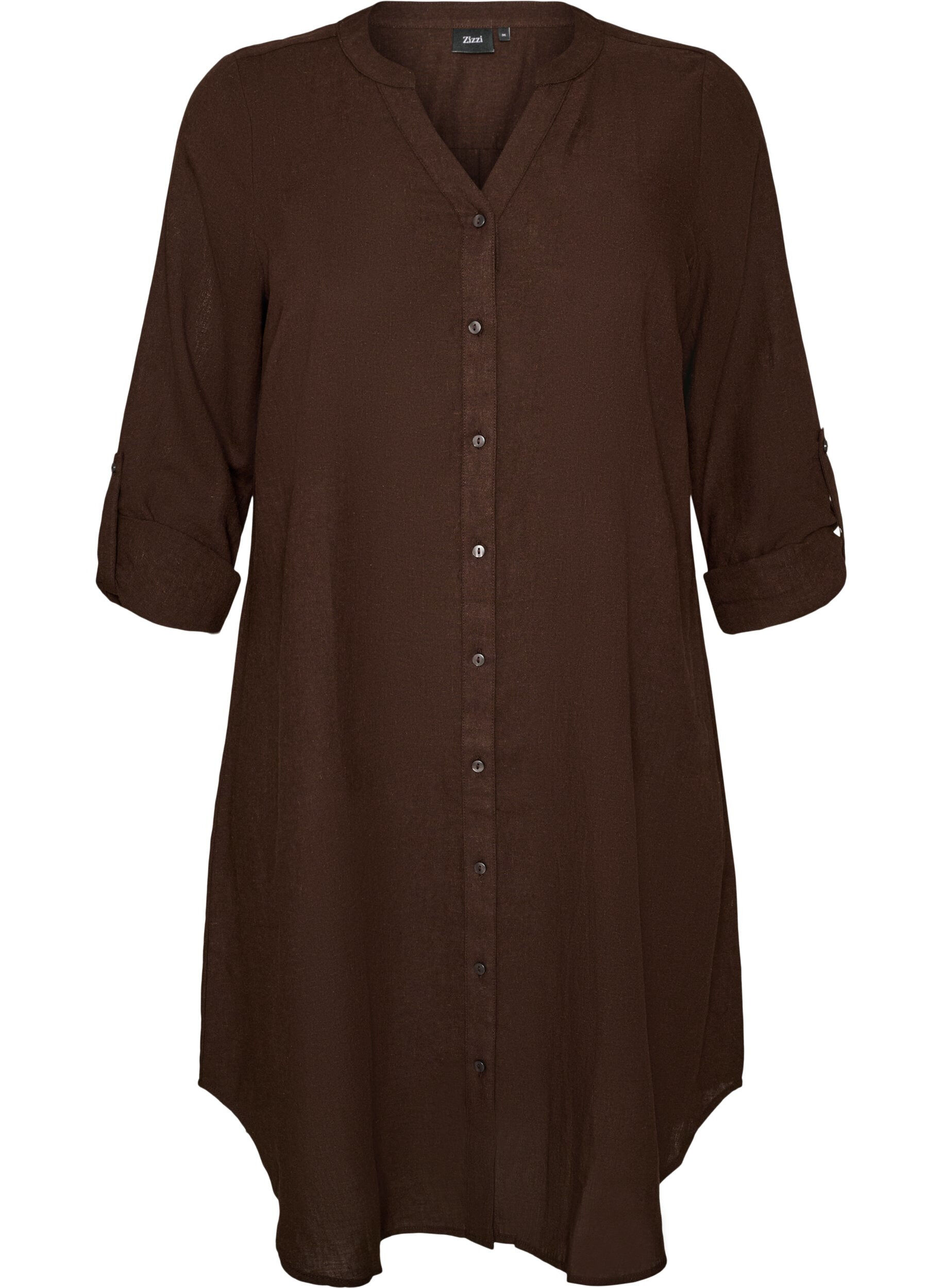 Long shirt in linen and viscose