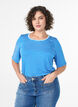T-shirt with TENCEL™ Lyocell and stripes, Blue, Model image number 0