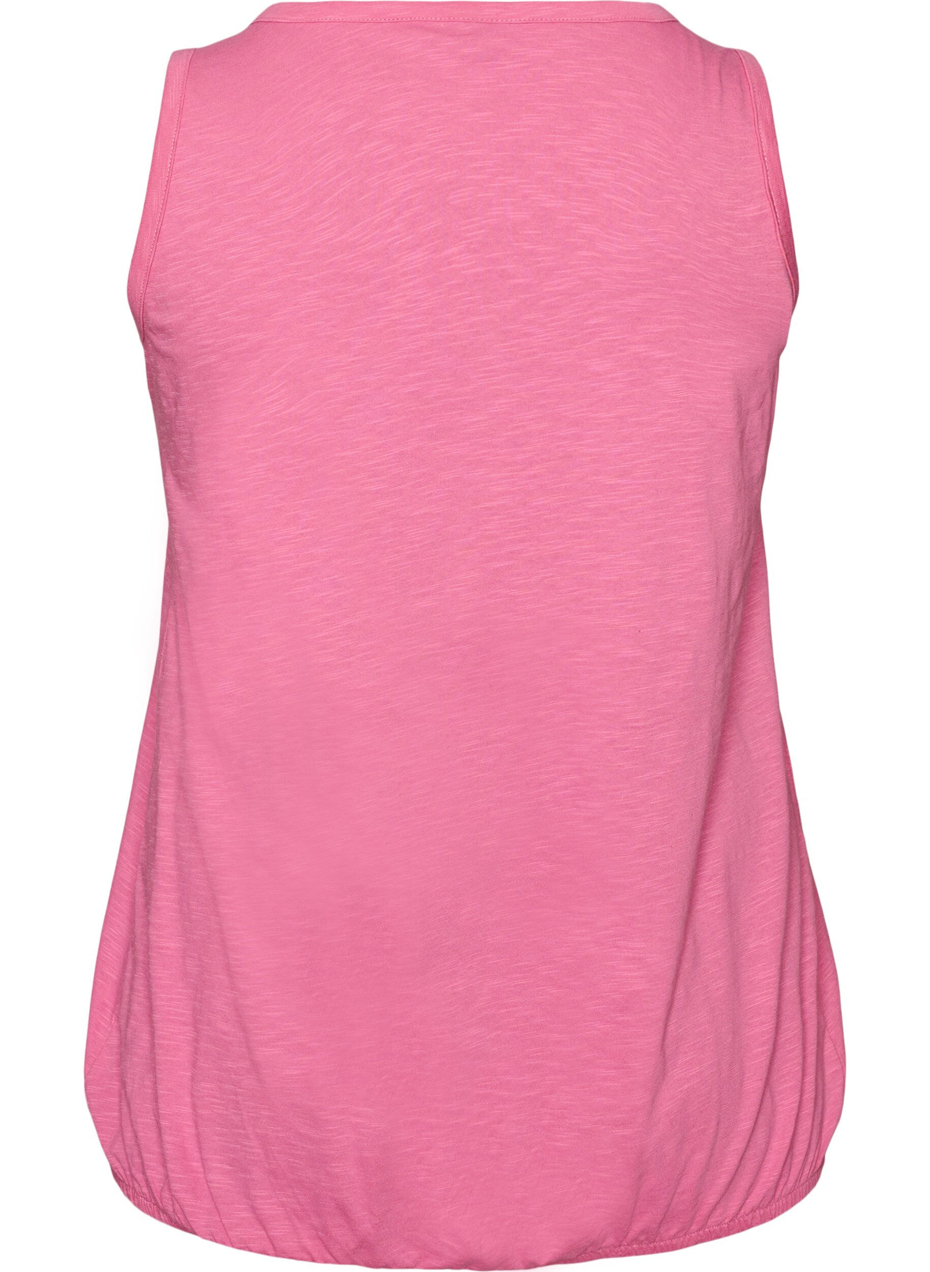 Zizzifashion Tank top in organic cotton with V-neck and buttons, Pink, Packshot image number 1