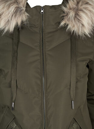 Winter coat with a hood and faux fur trim , Forest Night as s., Packshot image number 2