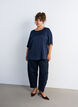 Satin blouse with elbow-length sleeves, Blue, Model image number 1