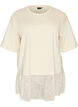 Loose T-shirt with wide lace trim, Beige, Packshot image number 0