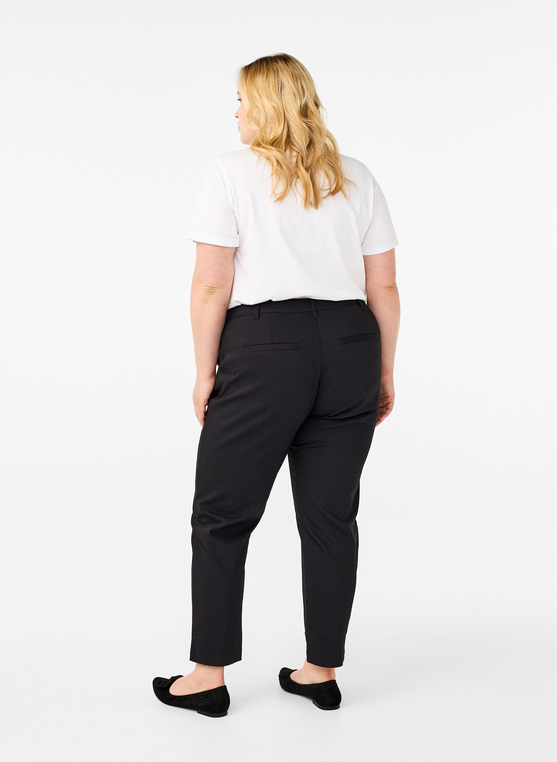 Zizzifashion High-waisted trousers with straight legs, Black, Model image number 1