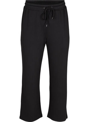 Wide sweatpants with drawstrings in the waist, Black, Packshot image number 0