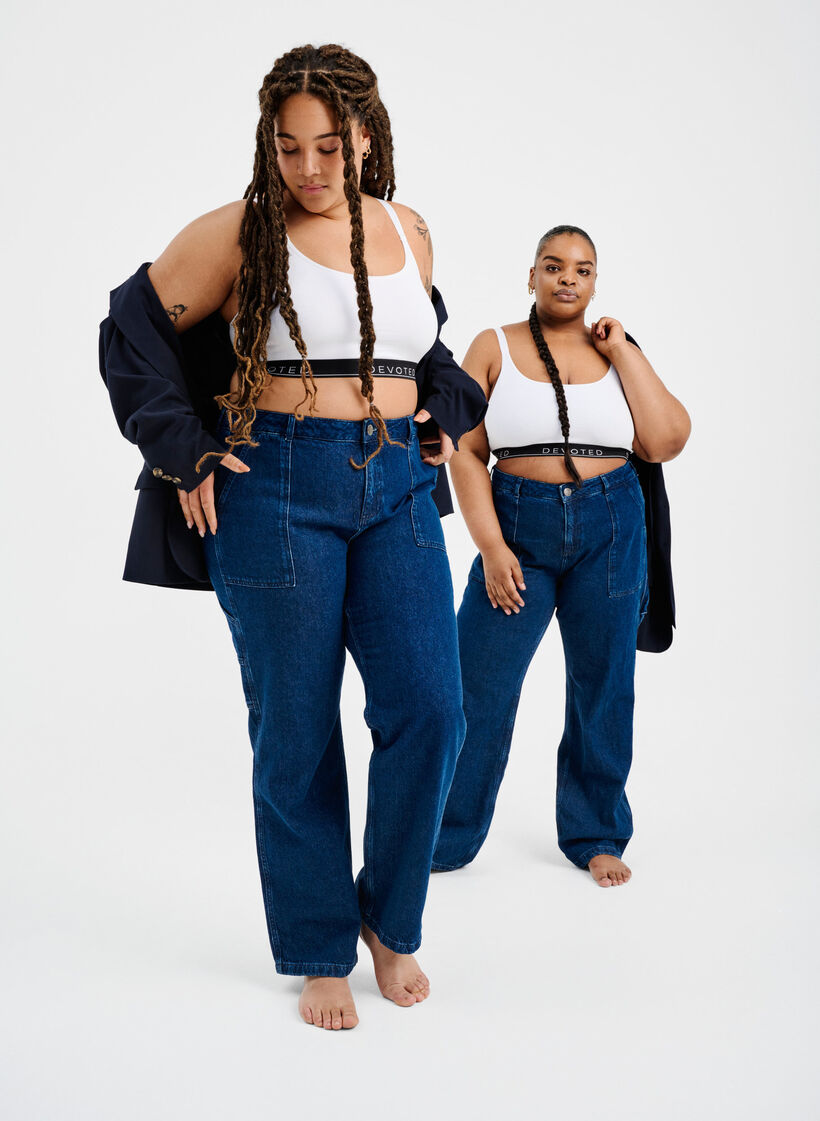 Straight Fit Cargo Jeans, Dark blue, Image image number 0