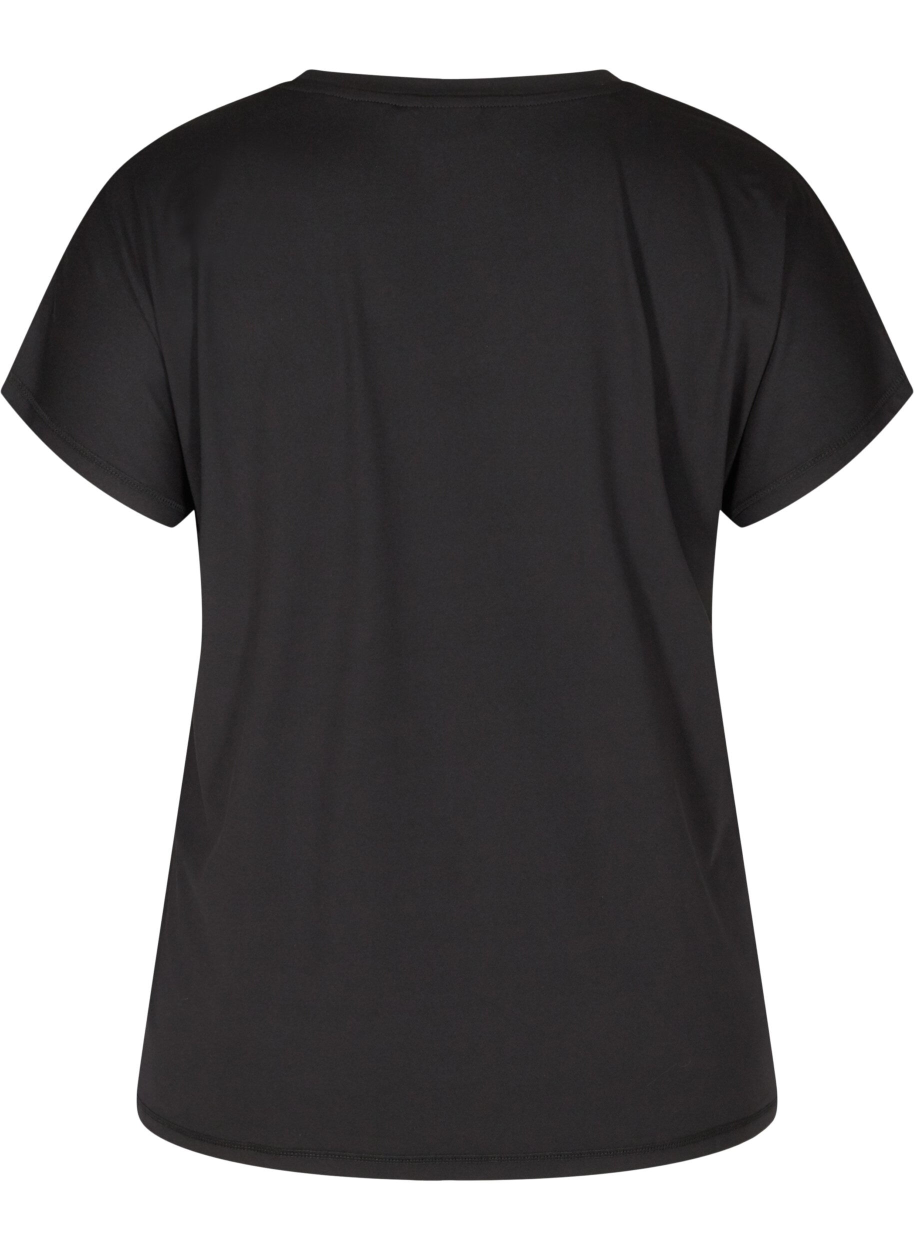 ZizzifashionLoose training t-shirt with v-neck, Black, Packshot image number 1