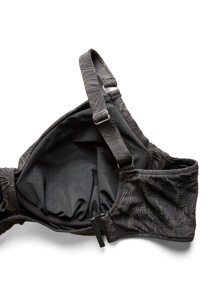 Underwired bikini top with a textured pattern, Dark Grey, Packshot image number 3