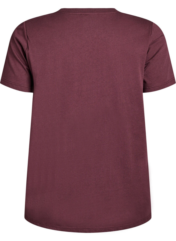 Basic cotton t-shirt with shoulder pads, Dark Bordeaux, Packshot image number 1