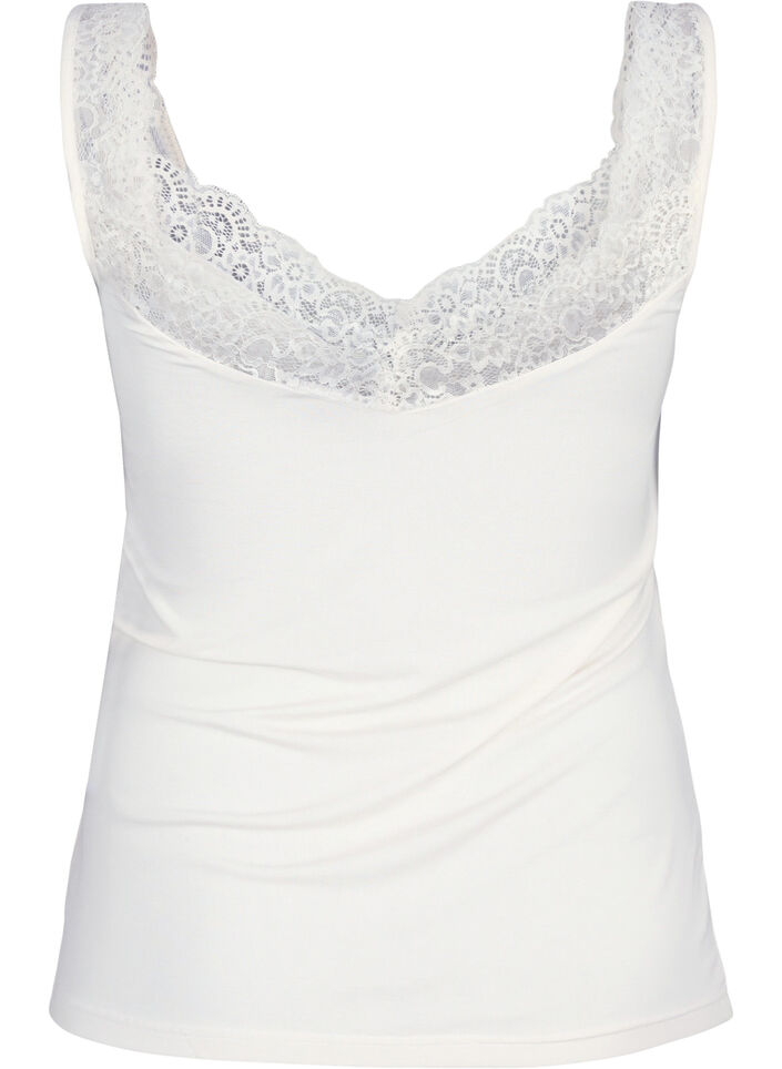 Viscose top with lace edge, Vanilla, Packshot image number 1
