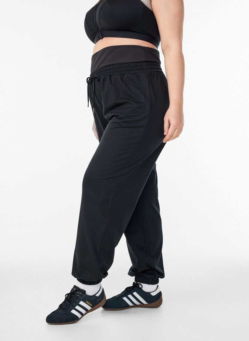 Sweatpants with a wide waistband, Black, Model image number 0