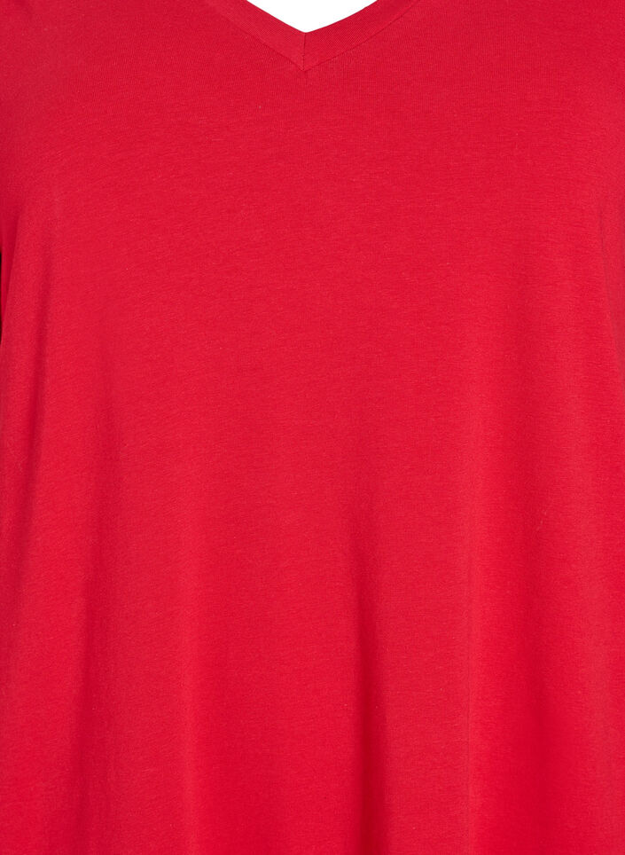Midi T-shirt dress with a V-neck, Red, Packshot image number 2
