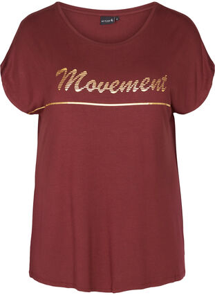 Sports t-shirt with print on the chest, Tawny Port, Packshot image number 0