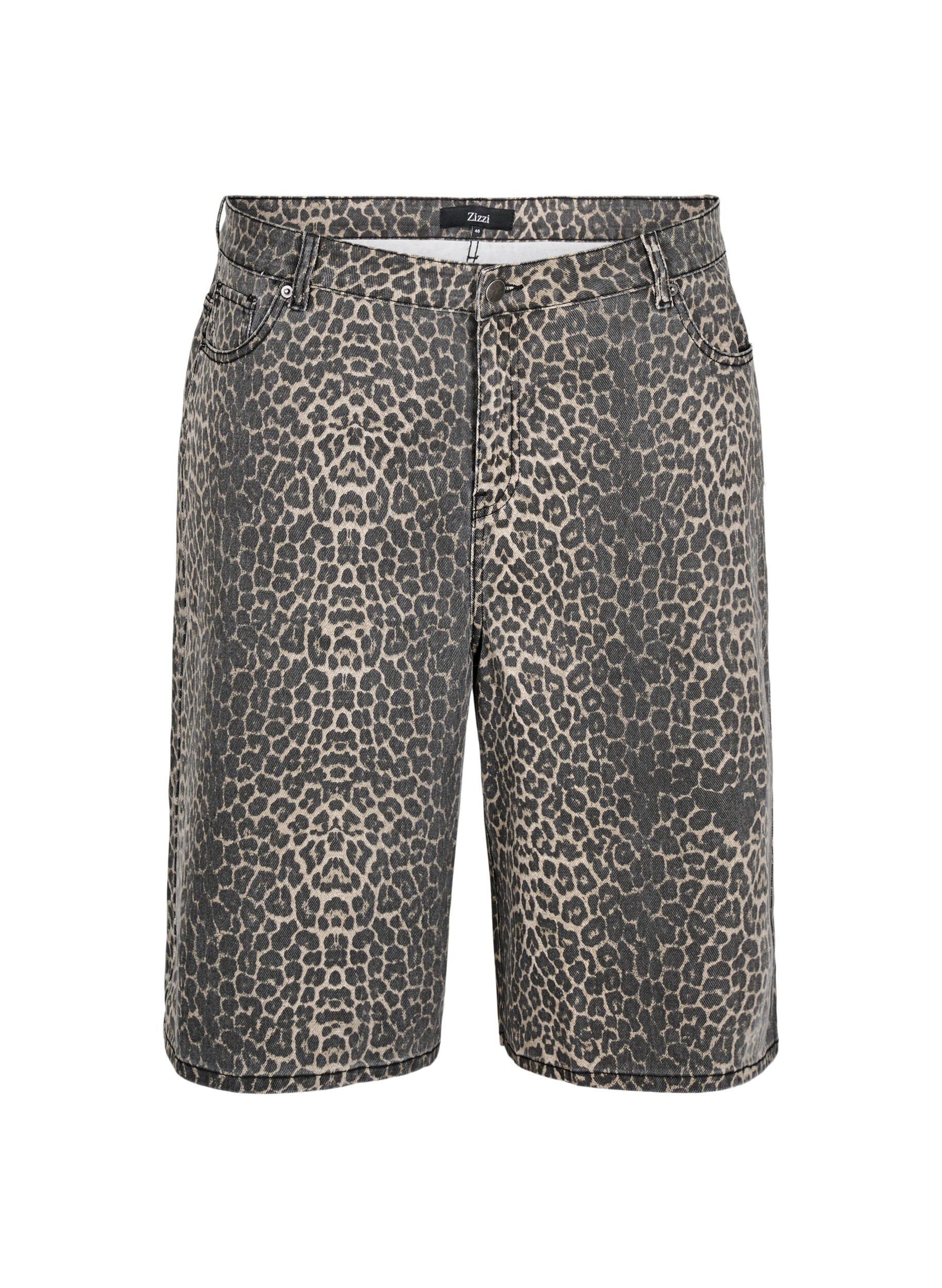 Zizzifashion Leopard print denim Bermuda shorts, Brown, Packshot image number 0