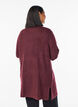 Long ribbed cardigan with an open front, Red, Model image number 2