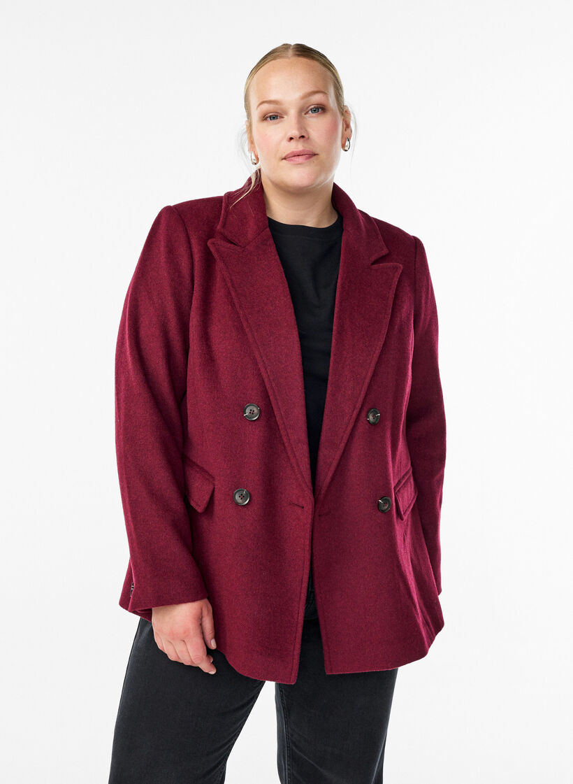 Blazer with double-breasted closure and classic lapels, Red, Model image number 0