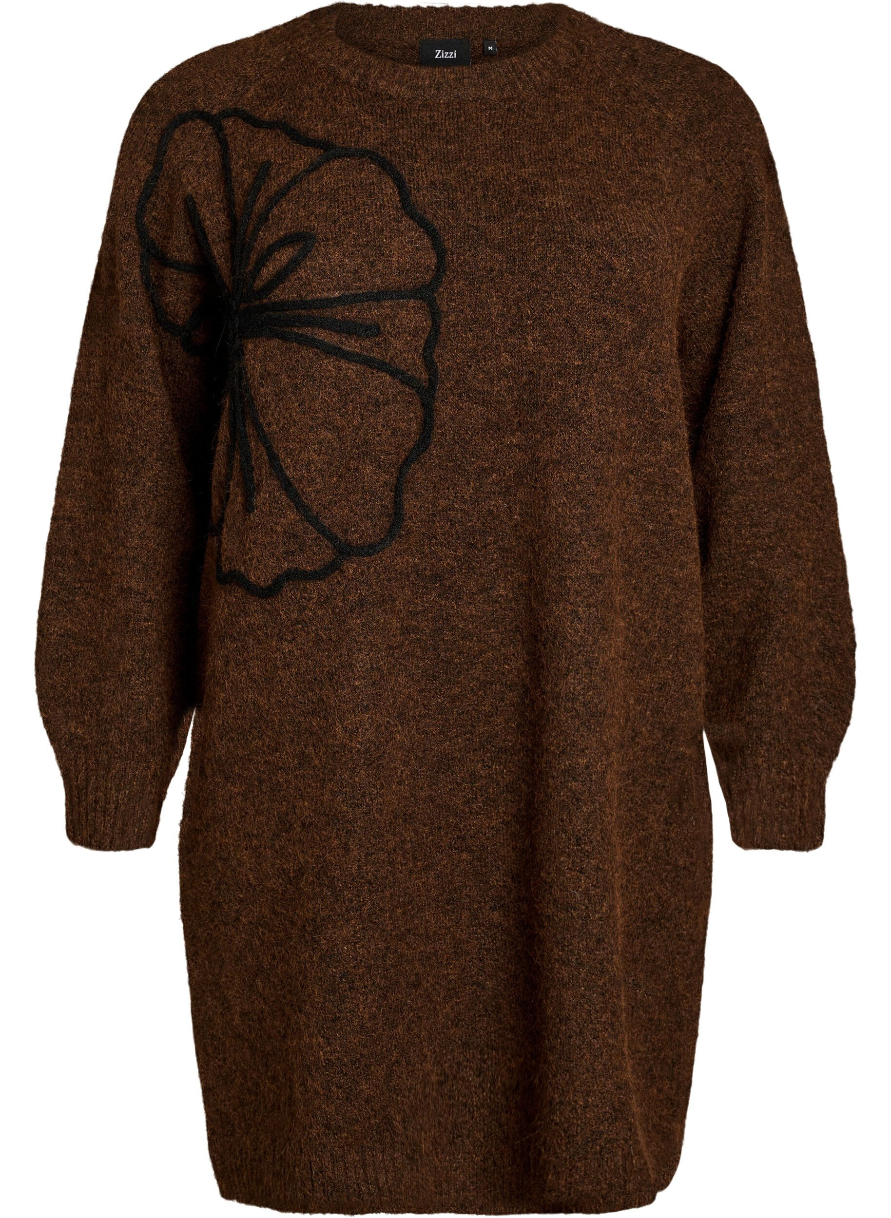 ZizzifashionJumper dress with large flower appliqu&eacute;, Brown, Packshot image number 0