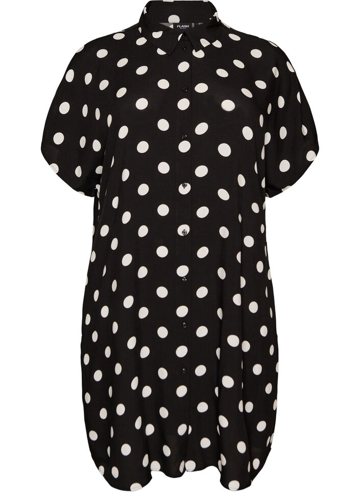 Loose-fitting long shirt in viscose, Vanilla, Packshot image number 0