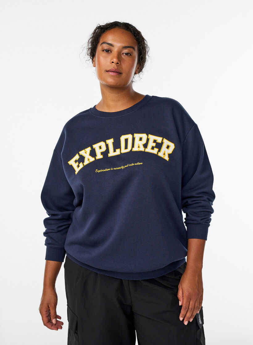 Sweatshirt with statement detail, Blue, Model image number 0