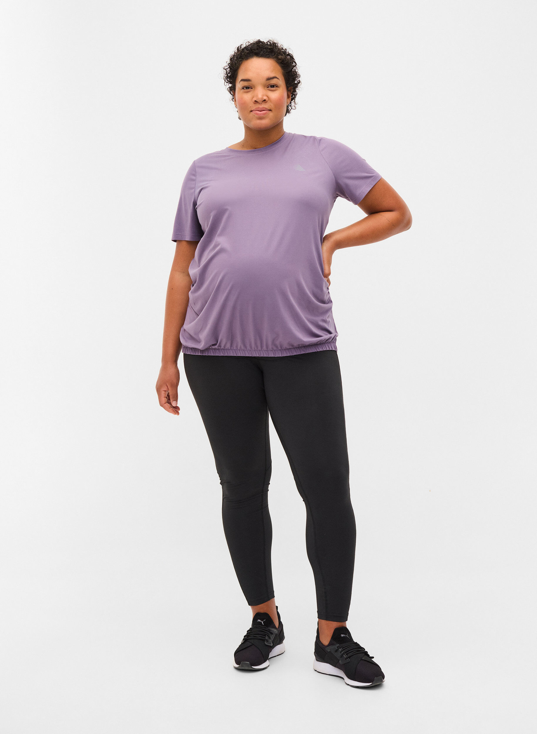 Zizzifashion Maternity gym t-shirt, Purple Sage, Model image number 2