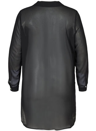 Long-sleeved tunic with buttons, Black, Packshot image number 1